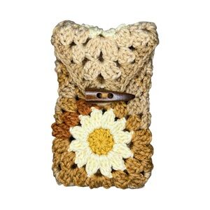 HANDMADE Crocheted Daisy Granny Square Phone Cover Pouch